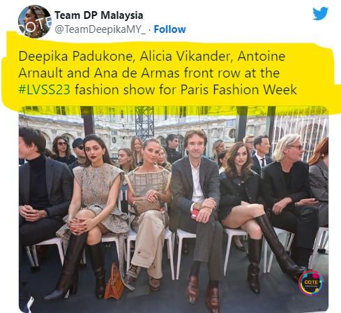 Deepika Padukone attends Louis Vuitton show at Paris Fashion Week
